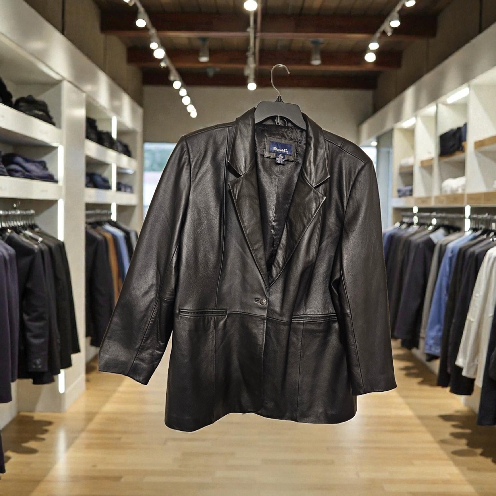 Denim&Co Black Leather Blazer Jacket 2X NWOT